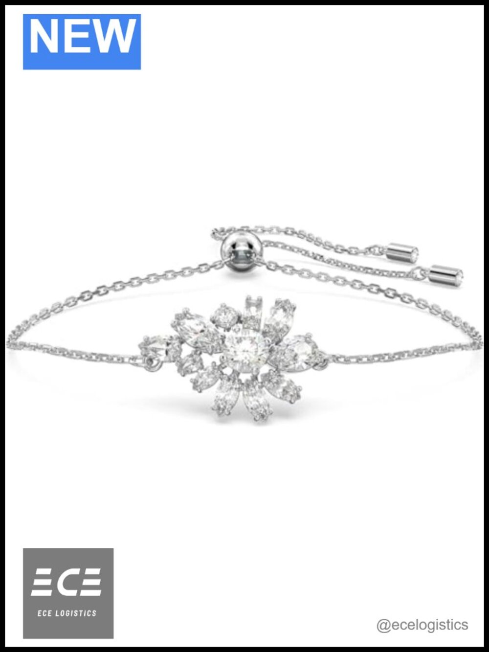 Swarovski Gema Flower Motif Bangle Bracelet Adjustable Classic Gift